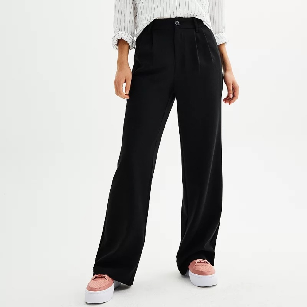 Juniors' SO Elastic Back Wide-Leg Trousers 15